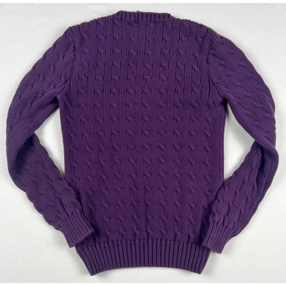 Vintage 90s Ralph Lauren Sport Cable Knit Sweater Women's Medium Classic Preppy - Picture 2 of 7